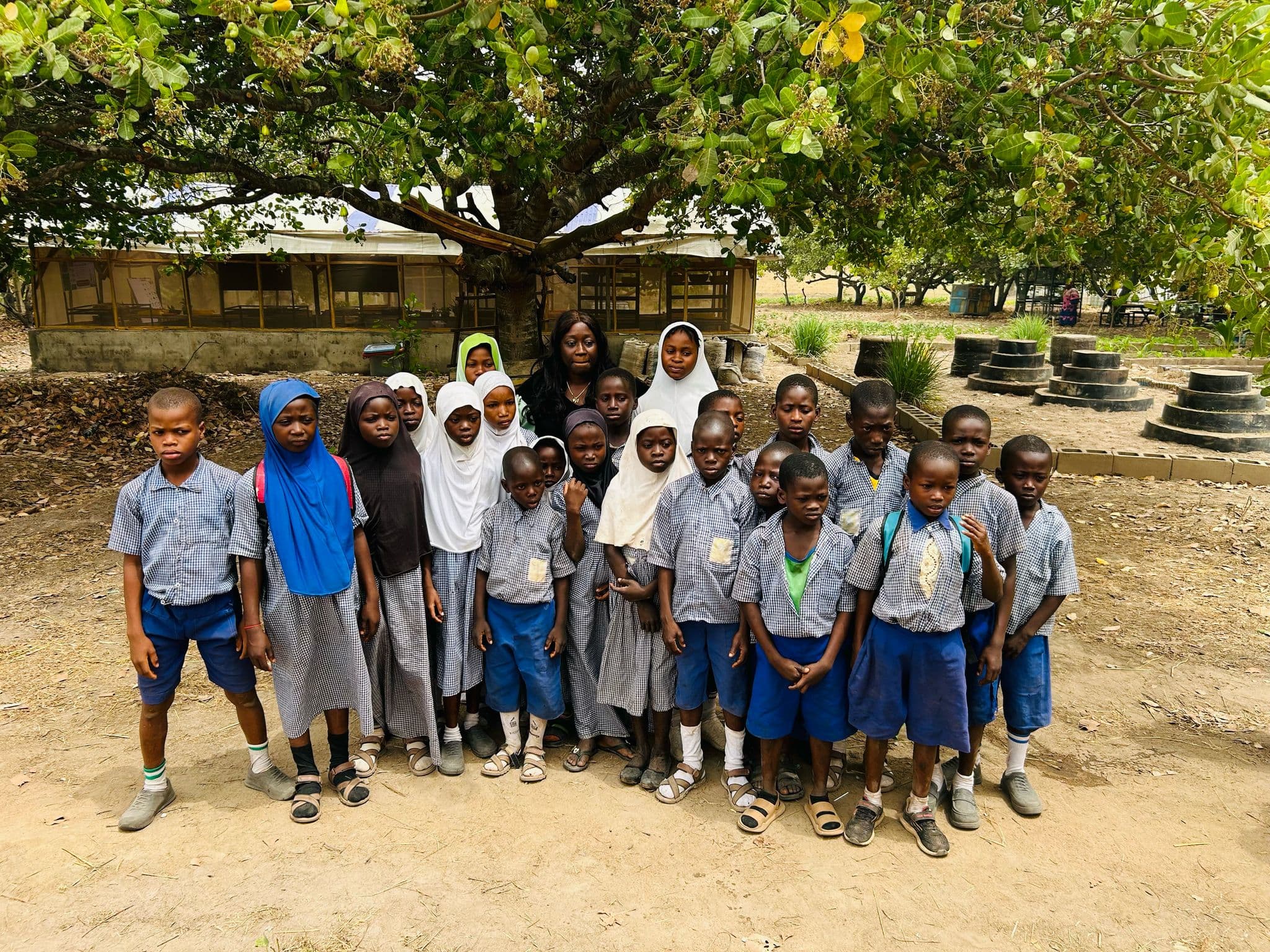 Students on a guided tour of the farm
